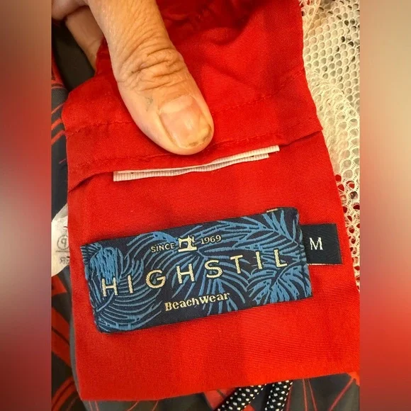 Red and Gray Men's Swim Shorts - Picture 2 of 3